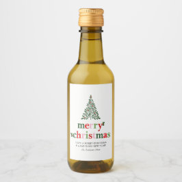 Holly Merry & Bright Christmas Weinetikett