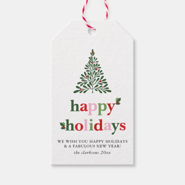 Holly Merry & Bright Holiday Card Geschenkanhänger (Vorderseite)