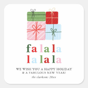 Holly Merry & Bright Holiday Card Quadratischer Aufkleber