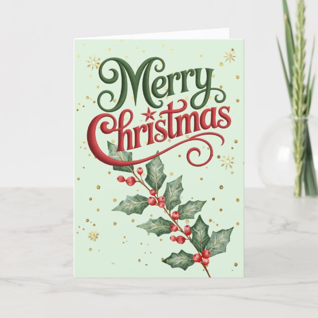 Holly Merry Christmas Card Feiertagskarte (Vorderseite)
