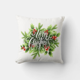 Holly Merry Christmas Throw Kissen