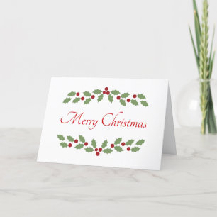 Holly Merry Christmas Word Simple Classic Elegante Feiertagskarte