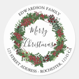 Holly Merry Rücksendeadresse Runder Aufkleber