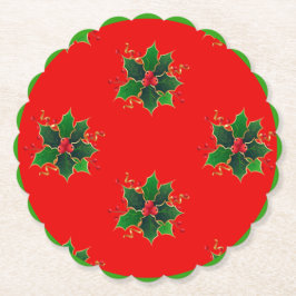 Holly Mistletoe Pattern Paper Untersetzer