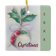 Holly mit Bow Pastel Weihnachten