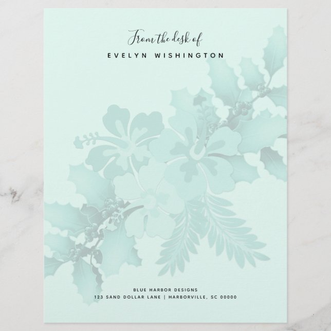 Holly n Hibiskus Holiday Business Letterhead Paper Briefbogen (Vorderseite)
