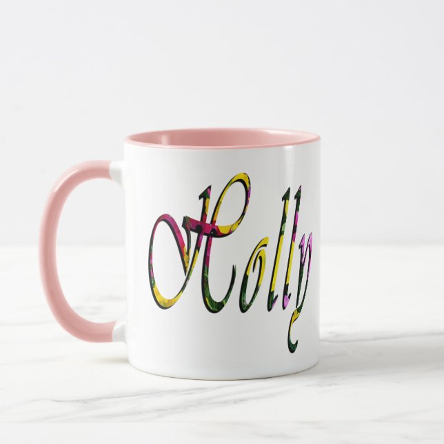 Holly, Name, Logo, Pink Combo-Kaffee-Tasse Tasse (Links)