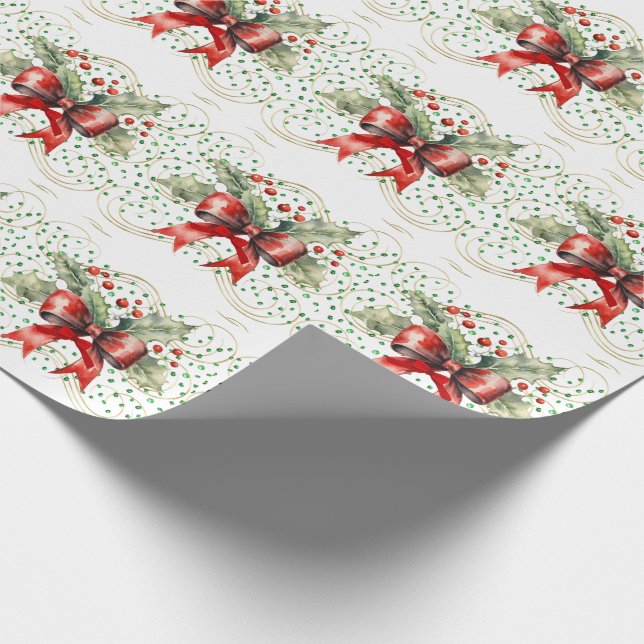 Holly on Green Stones Geschenkpapier (Ecke)