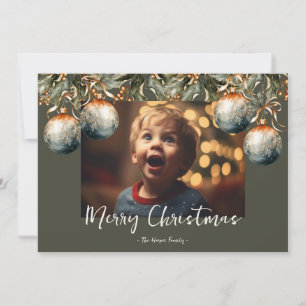 Holly-Ornament-Foto Feiertagskarte