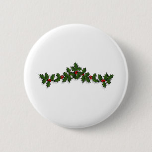 Holly Ornament Holiday X-Mas Santa Claus Xmas Button