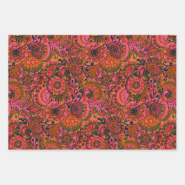 Holly Paisley Print Wrapping Paper Geschenkpapier Set