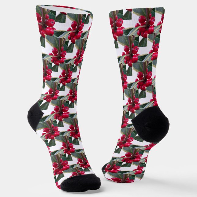 Holly Pattern Weihnachtssocken der Europäischen Cr Socken (Gewinkelt)