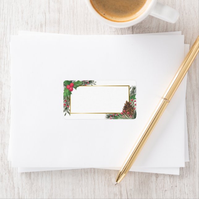 Holly & Pine Blank DIY Print Holiday Address Adressaufkleber (Insitu)