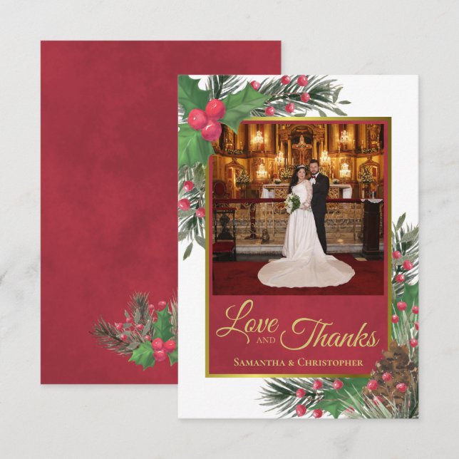 Holly & Pine Holiday Themenabend Liebe & Dank Hoch Dankeskarte (Vorne/Hinten)