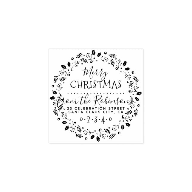 Holly & Pine-Kieferschrift Name & Rücksendeadresse Gummistempel (Prägung)