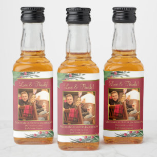 Holly & Pine Love & Thanks Hochzeitsfoto Mini Alkoholflaschenetikett