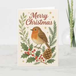 Holly & Pine Robin Weihnachtskarte Karte