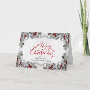 Holly & Pine Rustikale Weihnachts-Grußkarte für Un Karte