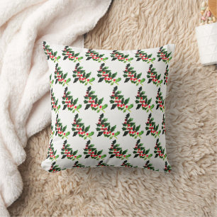 Holly Pine Tree Woodland Xmas Niedliche Wasserfarb Kissen