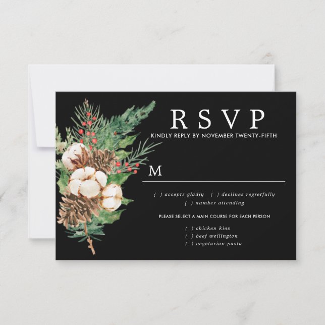 Holly Pine Winter Wedding UAWG Meetings Optionen RSVP Karte (Vorderseite)