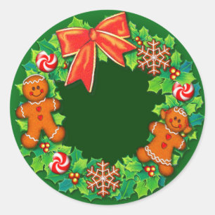 HOLLY, PINWHEELS & GINGER WREATH VON SHARON SHARPE RUNDER AUFKLEBER