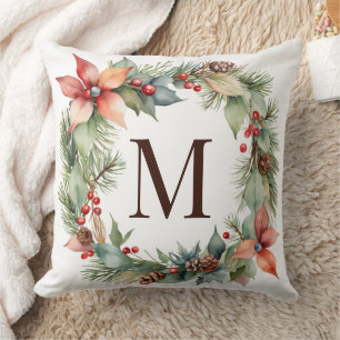 Holly Poinsettia Wreath Kissen