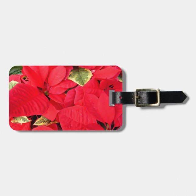 Holly Point Poinsettias Holiday Floral Gepäckanhänger (Vorderseite horizontal)