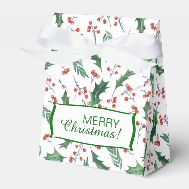 Holly Red Berry Christmas Geschenkschachtel (Vorderseite)