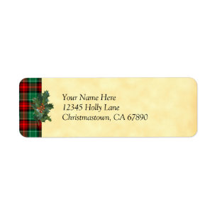 Holly Red Green Kariert Custom Address Label
