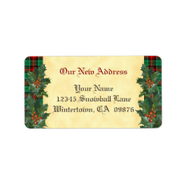 Holly Red Green Kariert Holiday Custom New Address Adressaufkleber