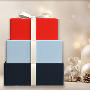 Holly Red und Winter Blue Solids Geschenkpapier Set