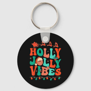 Holly Retro Groovy Christmas Jolly Vibes Santa Ang Schlüsselanhänger