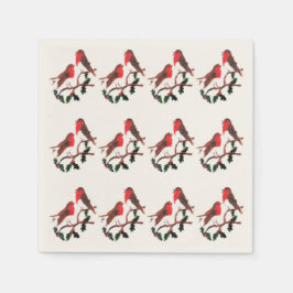 Holly Robins Festive Bird Pattern Serviette