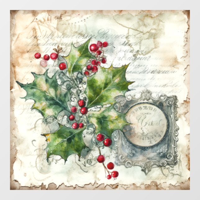 Holly Shabby Window Cling Fensteraufkleber (Blatt)