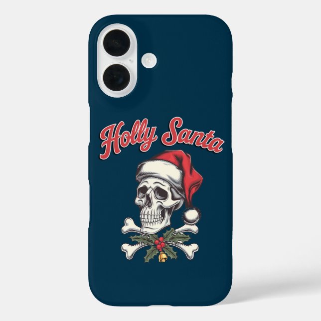 Holly Skull iPhone 16 Hülle (Rückseite)