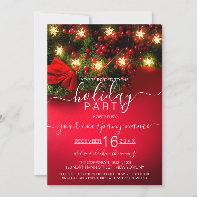 Holly Snowflake Hanglights Firmenurlaub Einladung (Vorderseite)