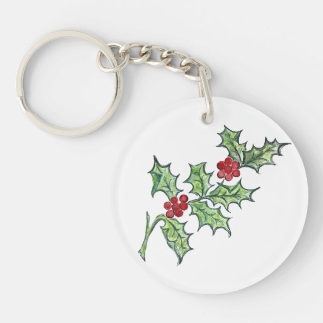 Holly Sprig auf einem Schlüsselanhänger (Vorderseite)