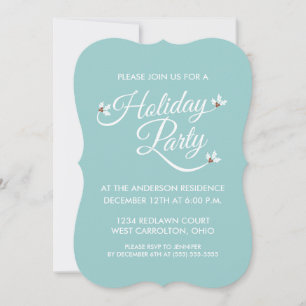 Holly Sprigs Holiday Party Einladungen (blau)