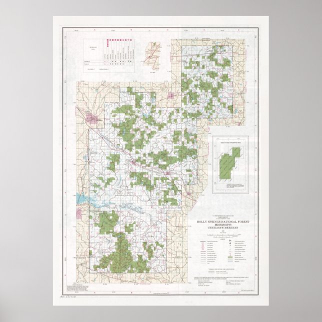 Holly Springs National Forest Map (1991)  Poster (Vorne)