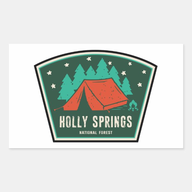 Holly Springs National Forest Mississippi Camping Rechteckiger Aufkleber (Vorderseite)