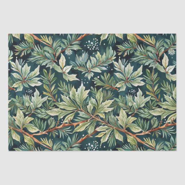 Holly, Spruce, Schnee grün Seidenpapier (Vorderseite)