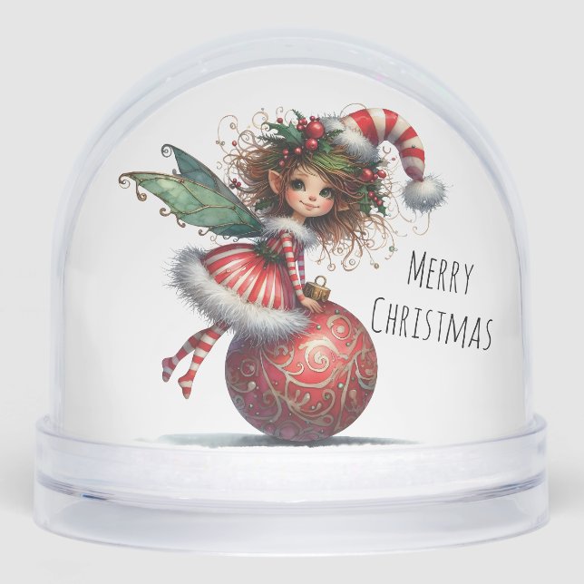 Holly-Topped Fairy on Ornament Snow Globe Schneekugeln (Vorderseite)