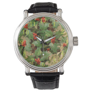 Holly Tree Weihnachtsfeiertag Vintag Armbanduhr
