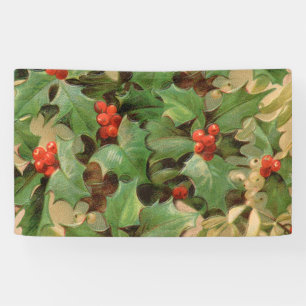 Holly Tree Weihnachtsfeiertag Vintag Banner