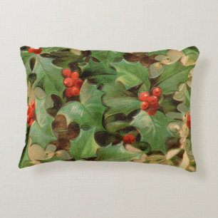 Holly Tree Weihnachtsfeiertag Vintag Dekokissen