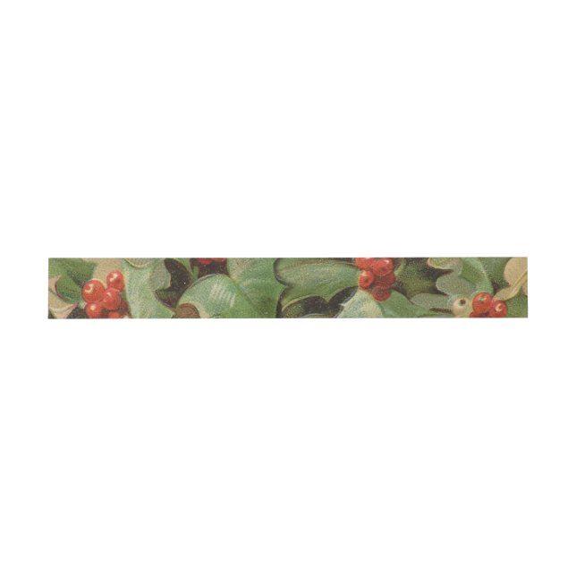Holly Tree Weihnachtsfeiertag Vintag Einladungsbanderole (Flach)