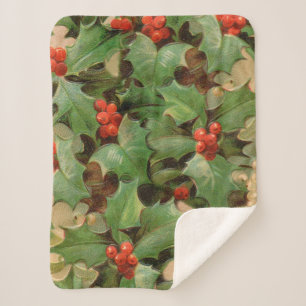 Holly Tree Weihnachtsfeiertag Vintag Sherpadecke