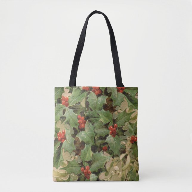 Holly Tree Weihnachtsfeiertag Vintag Tasche (Vorderseite)