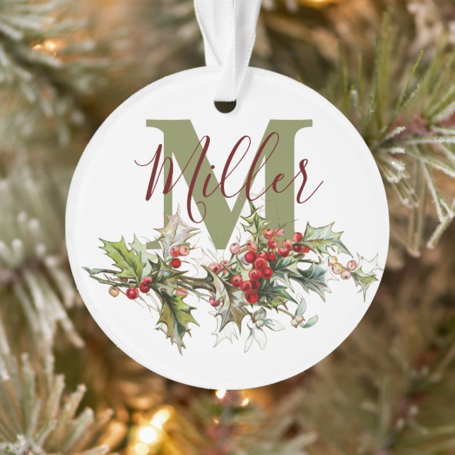 Holly und Beeren personalisiert Ornament (Baum)