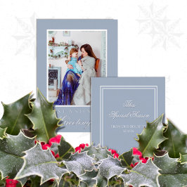 Holly und die Ivy Minimalistisch Blue Weihnachtska Folieneinladung